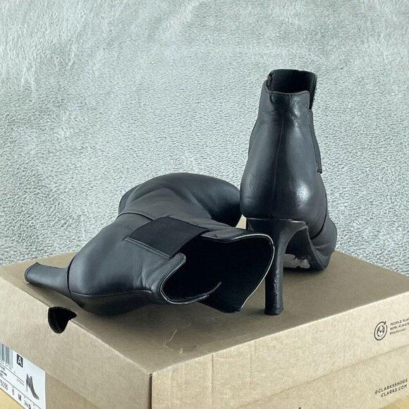 Clarks Women's Ambyr Rise Ankle Boot, Black Leather, 6 NWB S097 - Picture 3 of 7